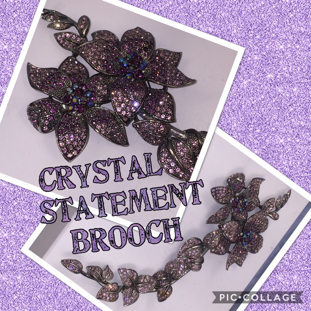 Large Statement Crystal Rhinestone Brooch - image 8